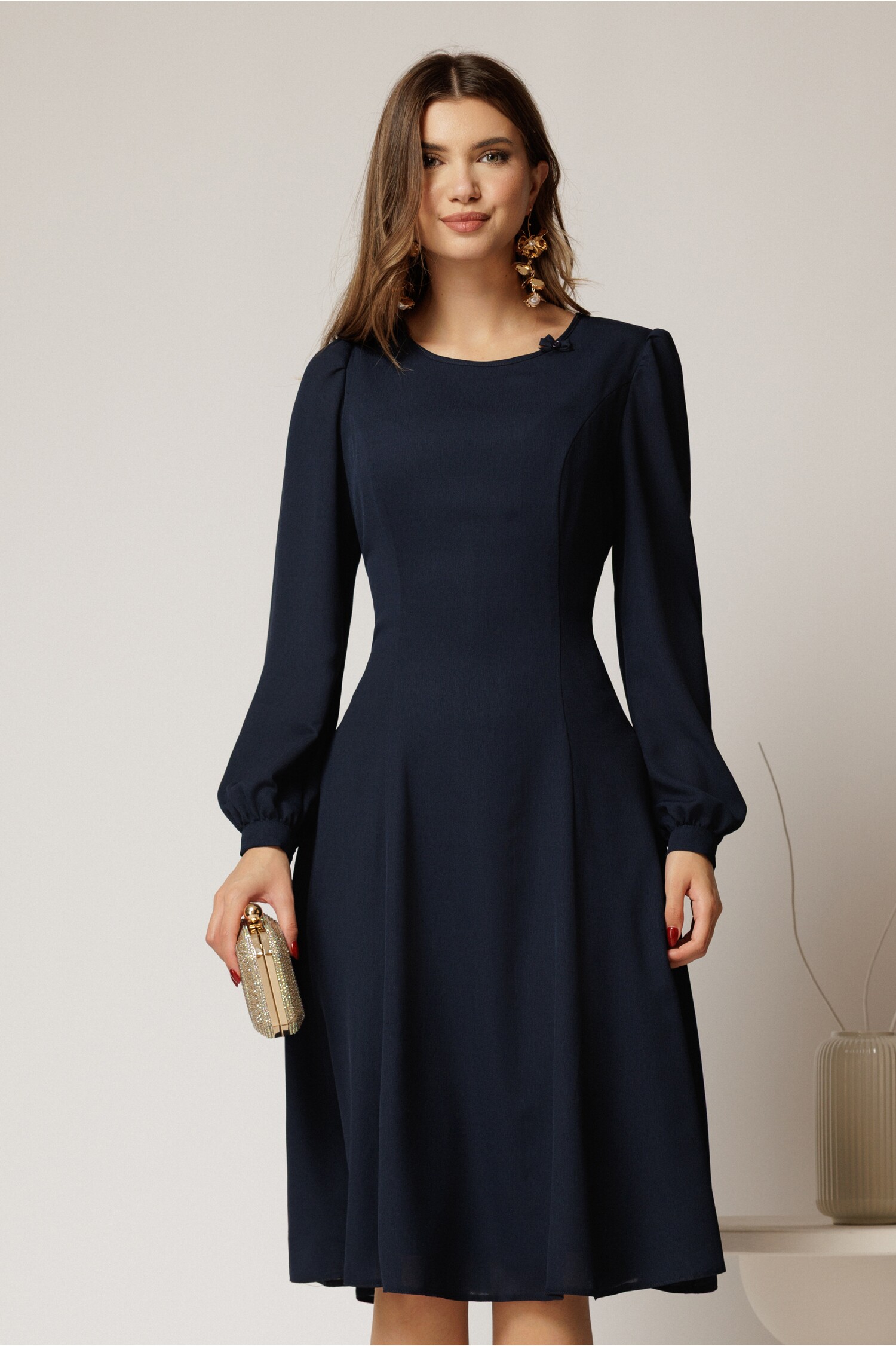 Rochie Bleumarin Elegantă Cununie Civilă