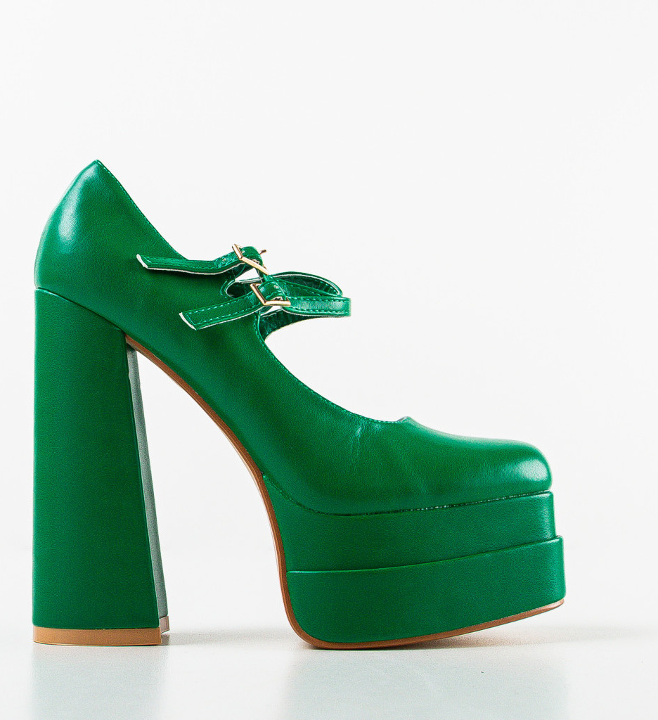 Pantofi dama Maysa Verzi cu toc elegant - imagine 4