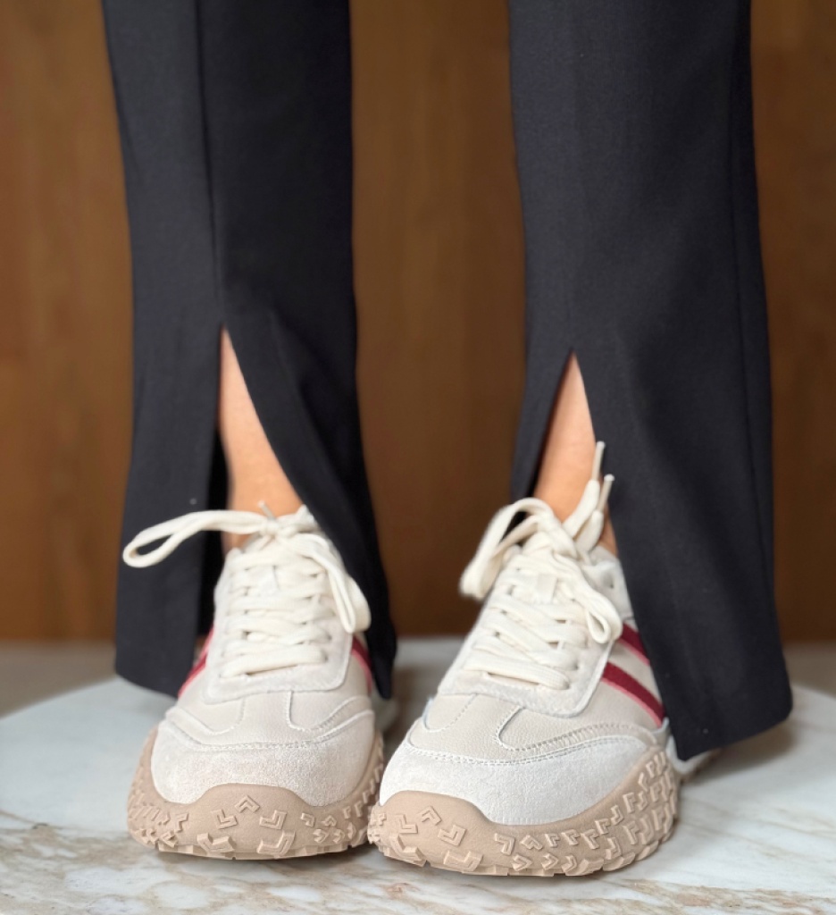 Sneakers Dama Forale Bej - Confort și Stil - imagine 2