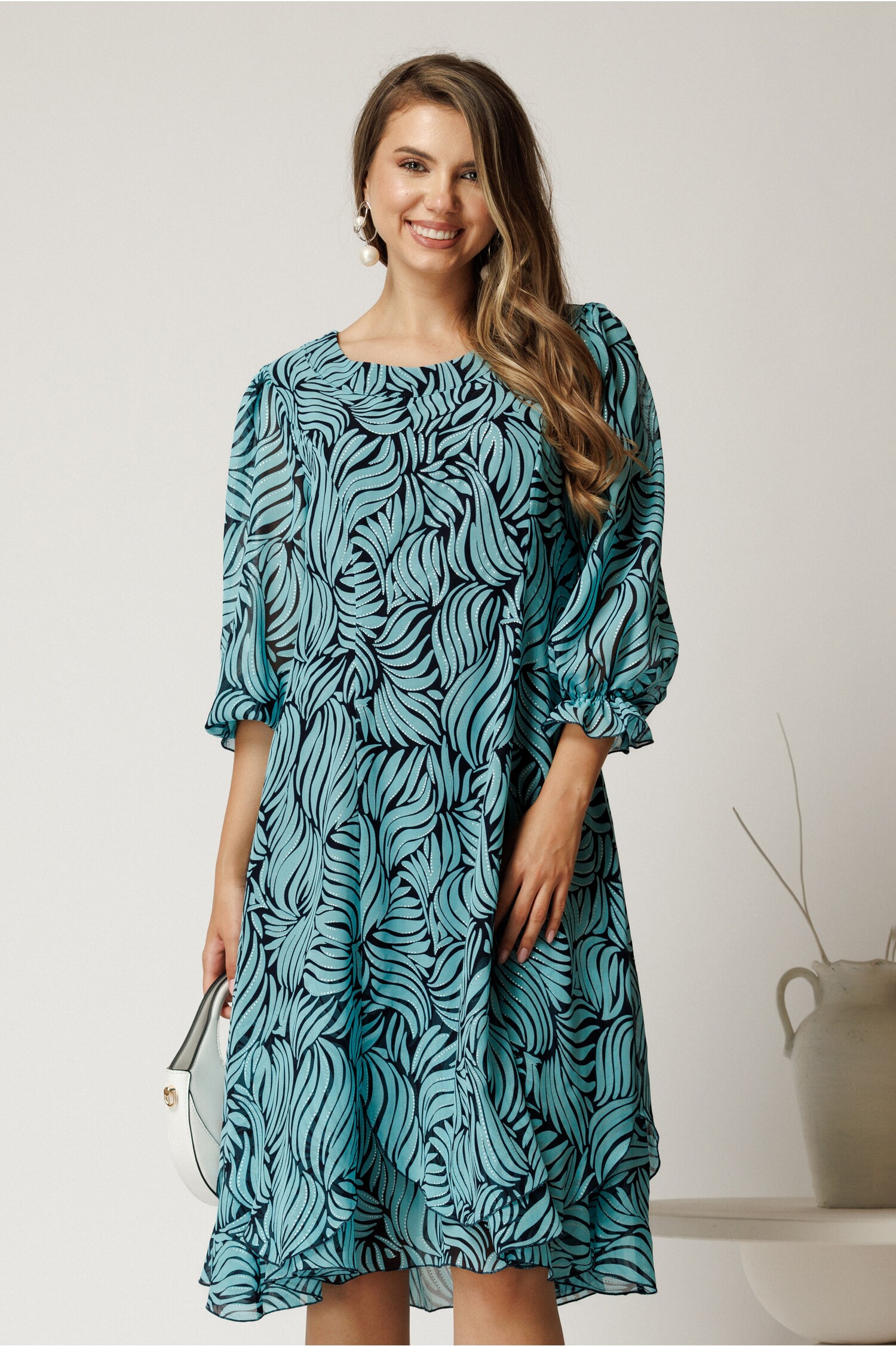 Rochie Midi Turcoaz Cununie Civilă