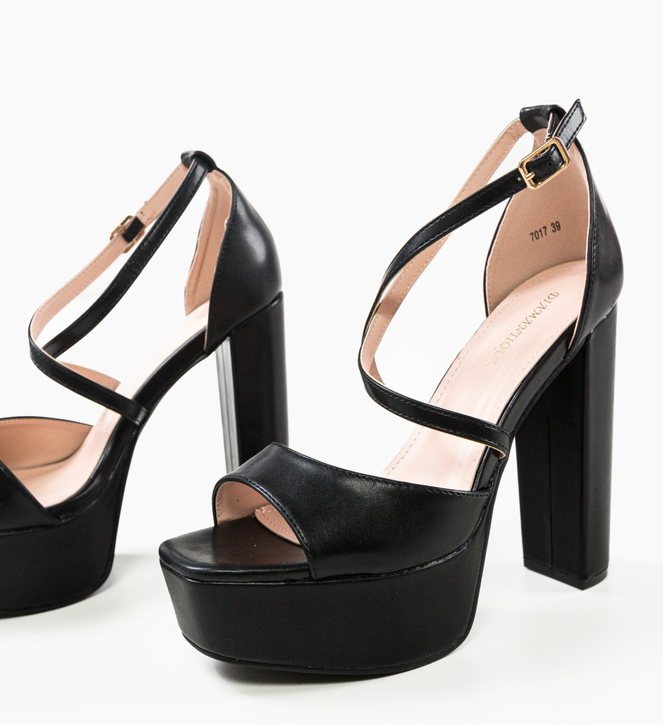 Sandale Stella Negre cu Toc Elegant - imagine 4