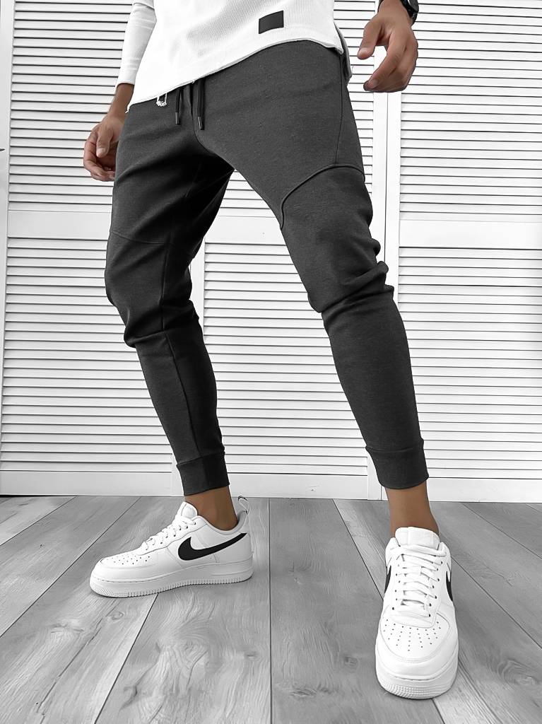 Pantaloni Trening Gri Conici, Stil Modern