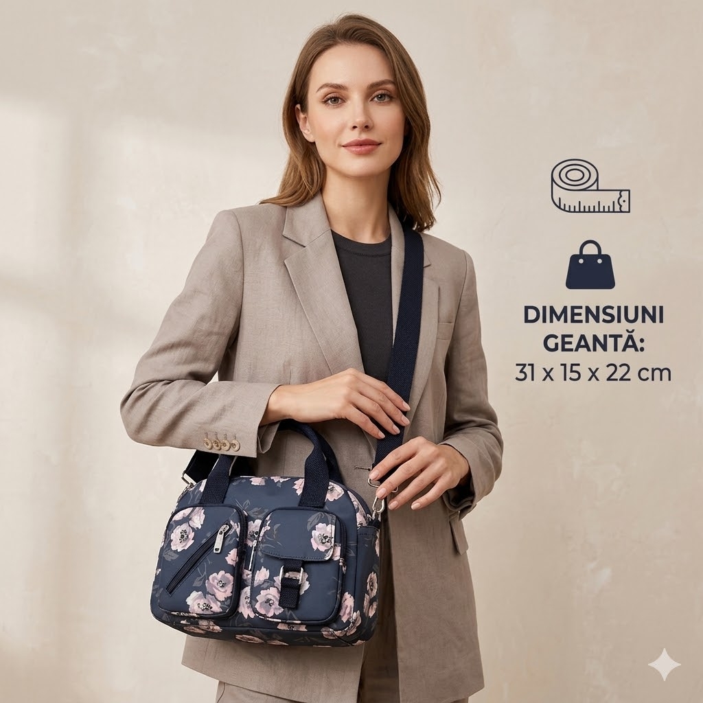 Geanta Dama Delis Parisa GT3011 Albastru Impermeabila - imagine 2