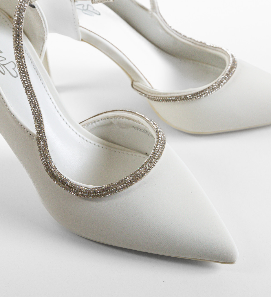 Pantofi dama Refe Albi cu Toc Eleganți - imagine 5