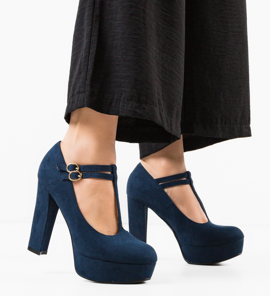 Pantofi Dama Bleumarin cu Toc - Eleganță Summers