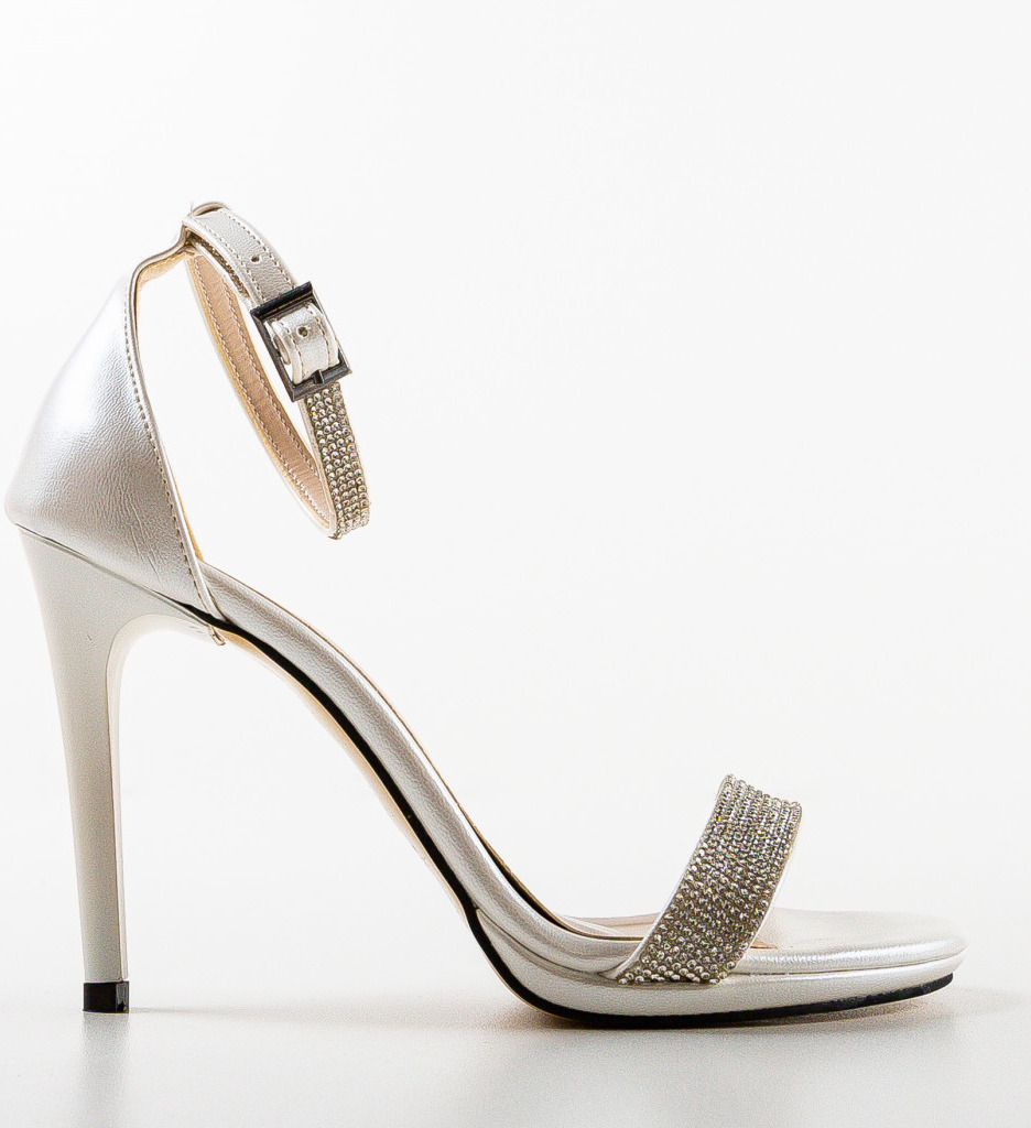 Sandale Dama Mydabel Albe cu Toc Elegant - imagine 5