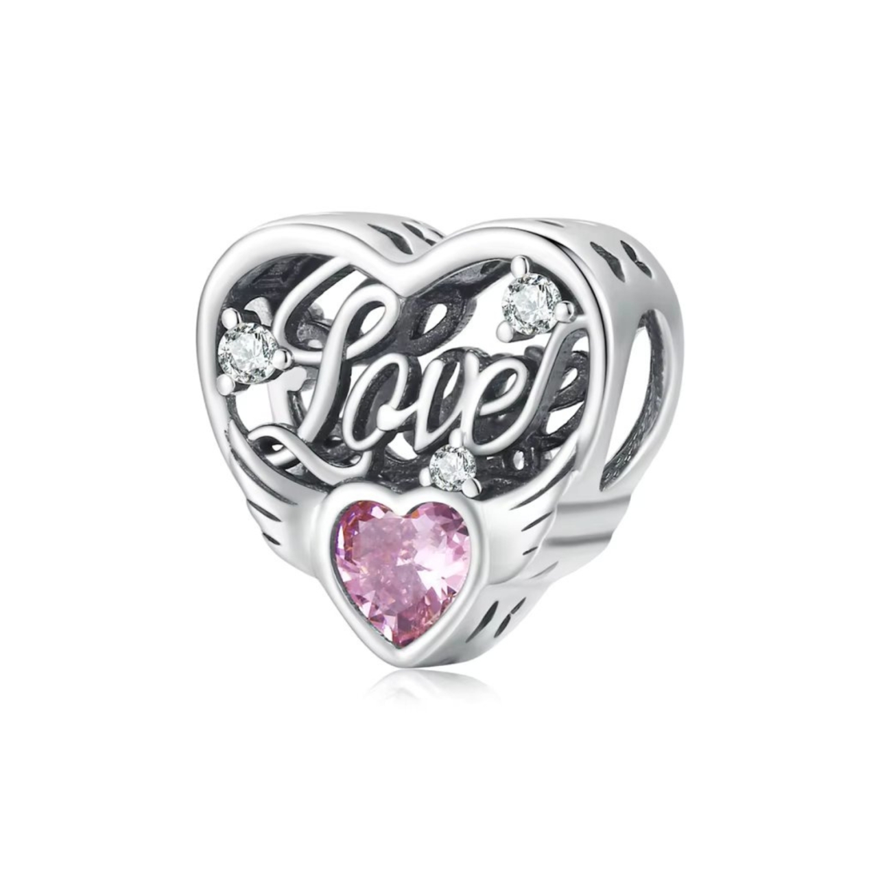 Charm Argint Amanda Model Inima Placat Rodiu