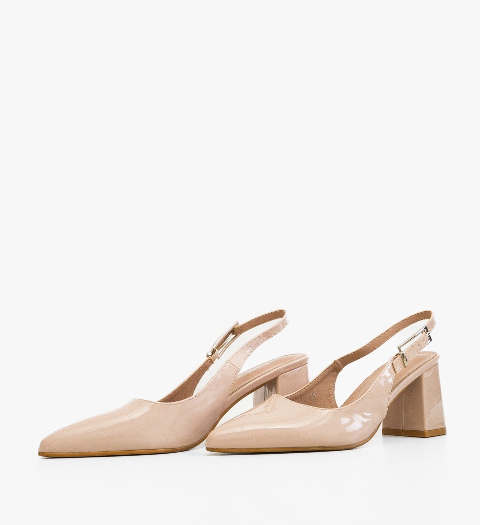 Pantofi dama Kan Bej eleganți cu toc - imagine 5