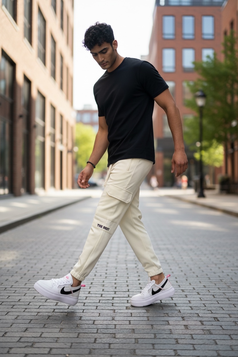Pantaloni Trening Bej Conici - Model Modern