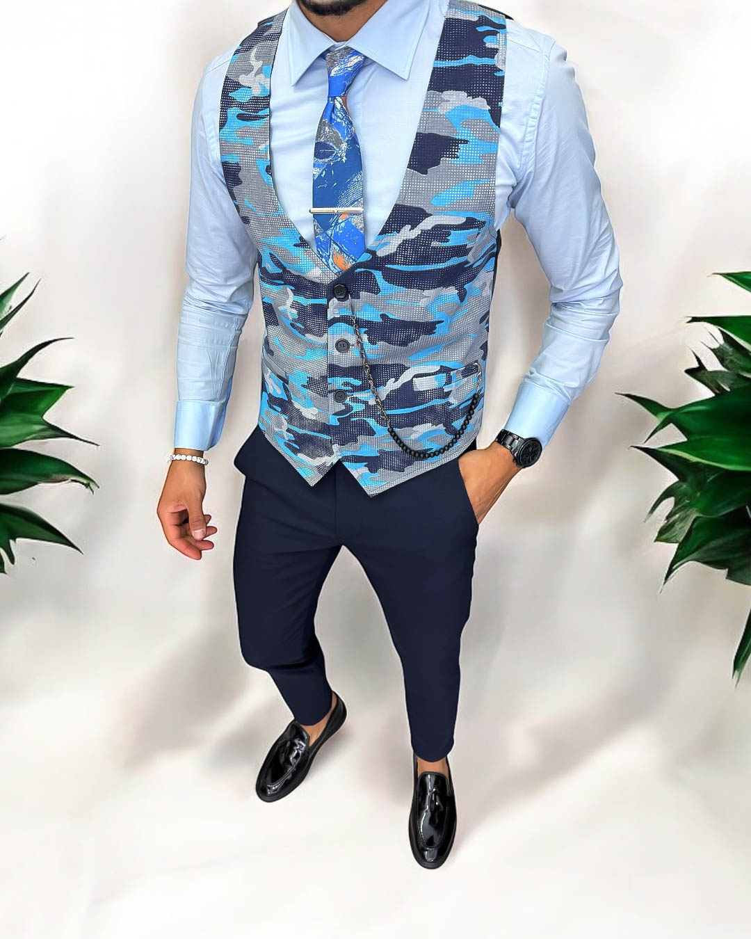 Vesta Barbati Camuflaj Eleganta Slim Fit