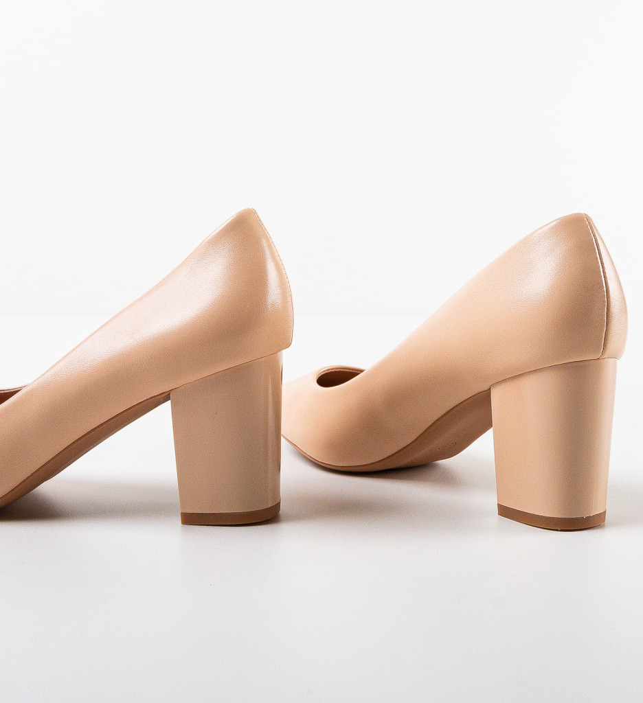 Pantofi Dama Boyleb Bej cu Toc Elegant - imagine 5