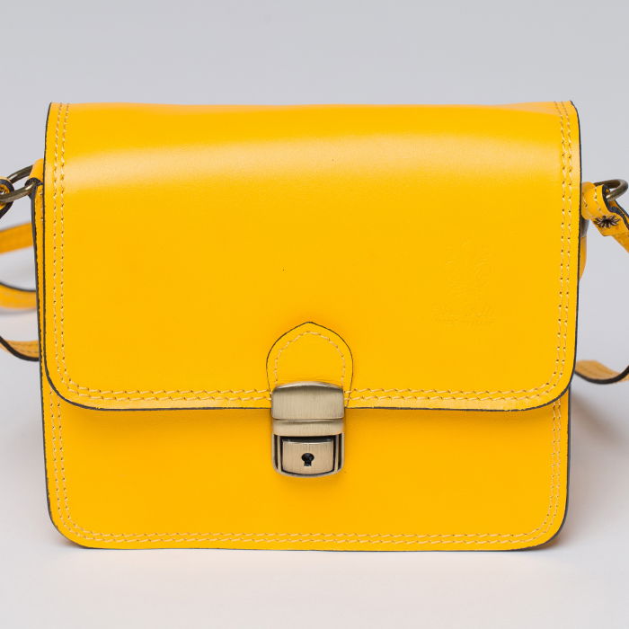 Geanta Crossbody Shopika din Piele Naturala Galbena - imagine 1