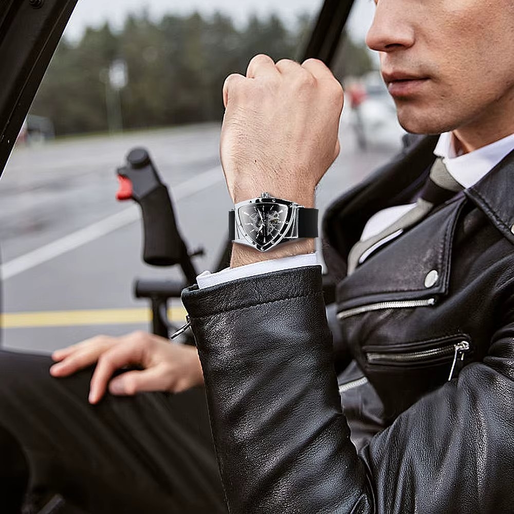 Ceas Winner Barbatesc Automatic Silicon Negru - imagine 2
