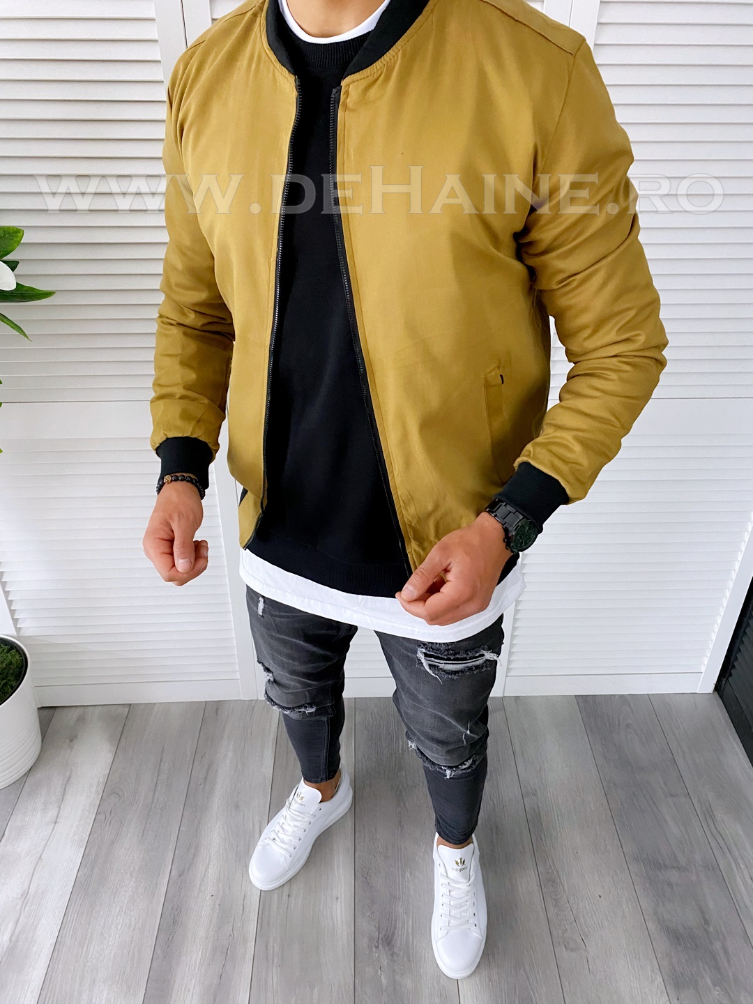 Geacă Bărbați Primăvară Maro Slim Fit | Stil Zara