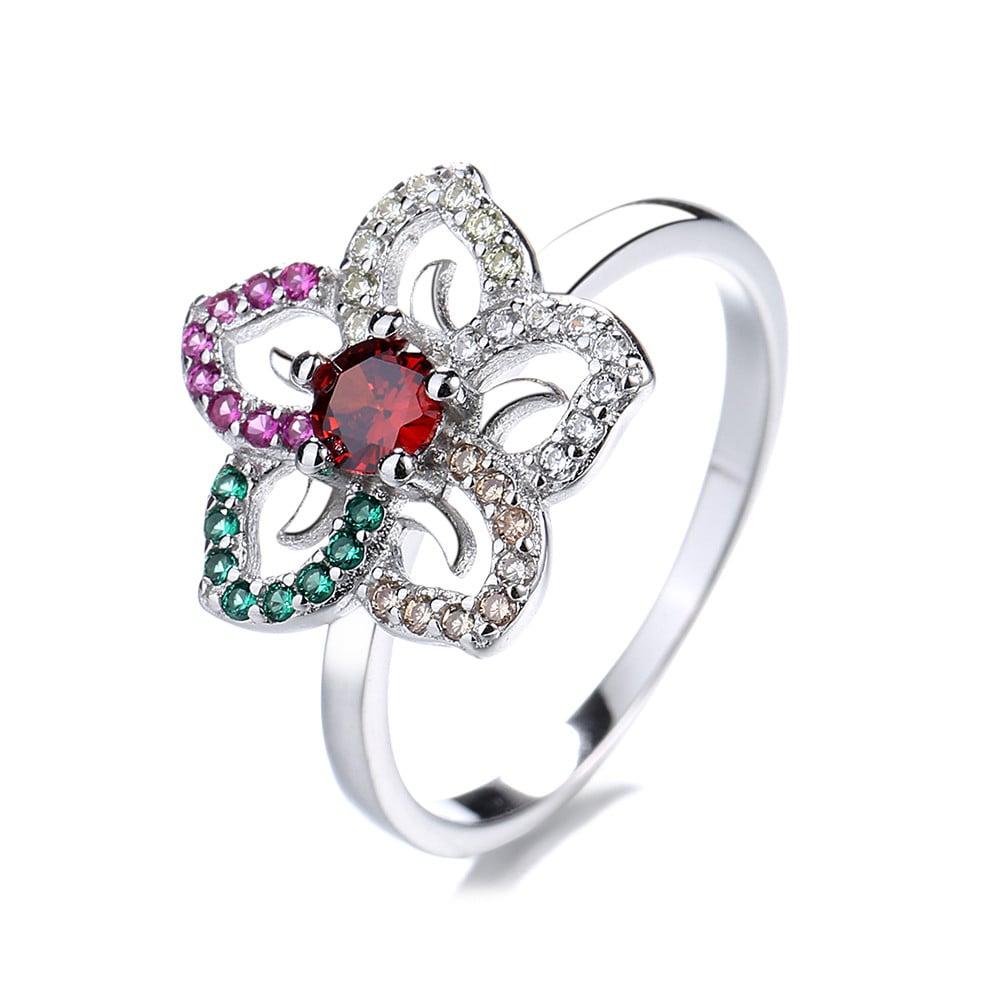 Inel Argint Delis cu Floare Multicolor | JW884