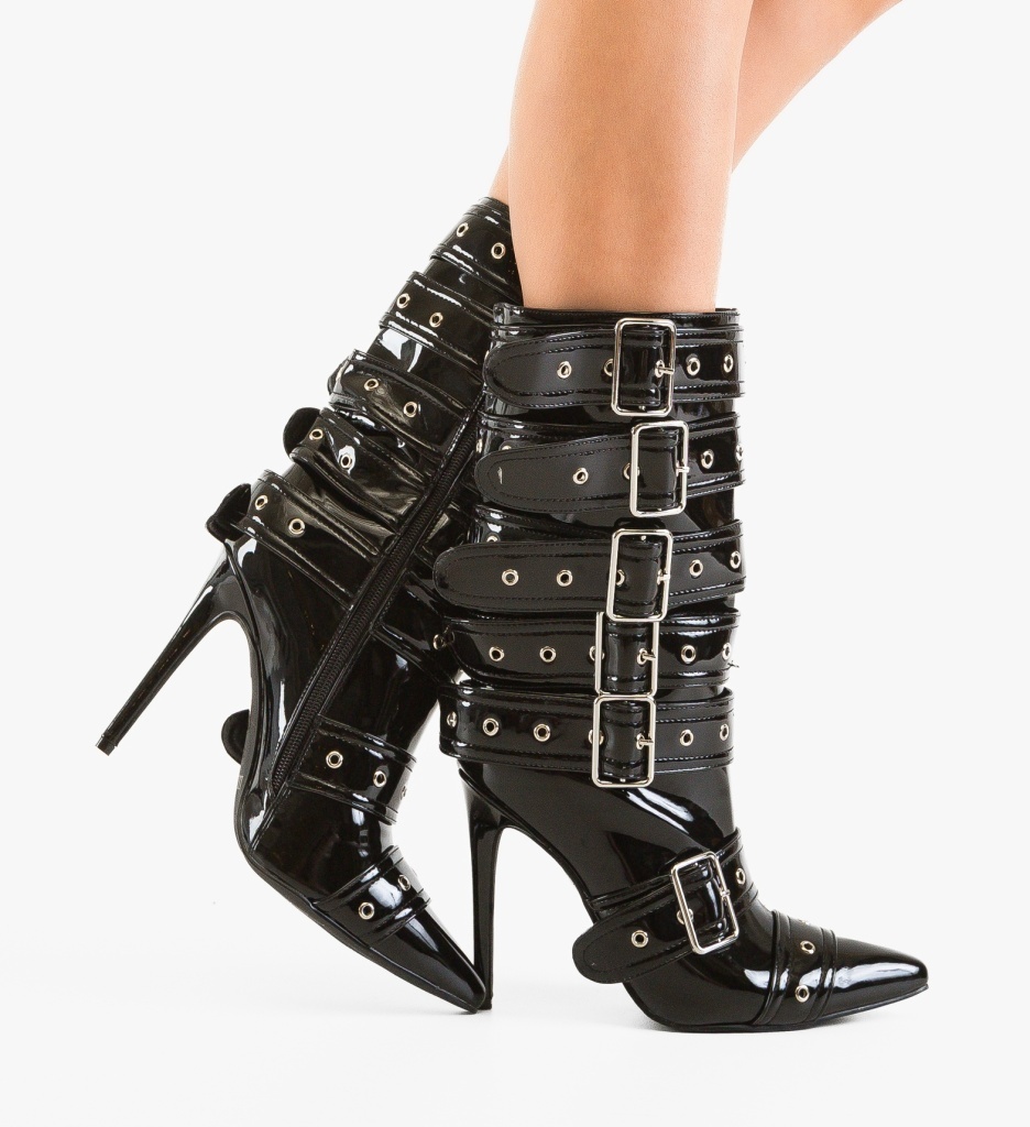 Botine Dama Uraj Negre Depurtat - Eleganță și Stil - imagine 2