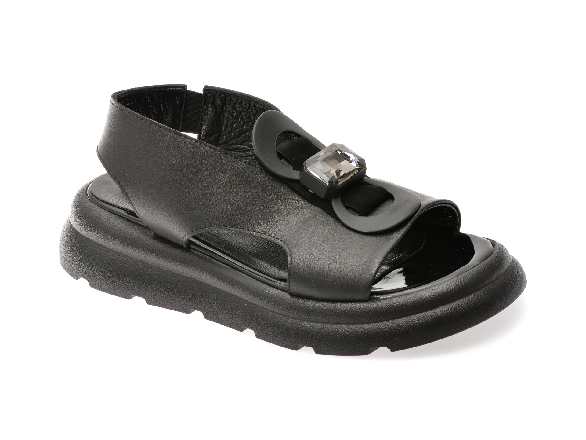 Sandale Epica negre din piele naturală
