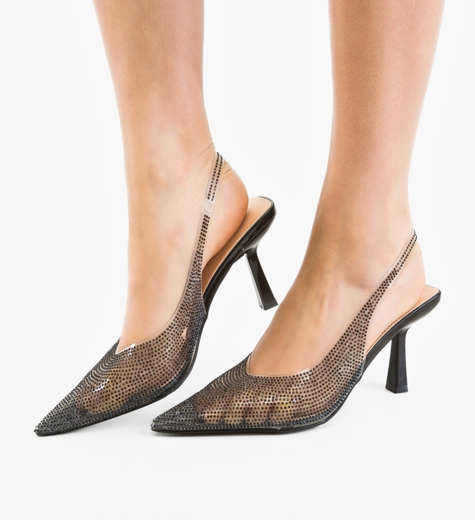 Pantofi dama Anelys Negri eleganți cu toc