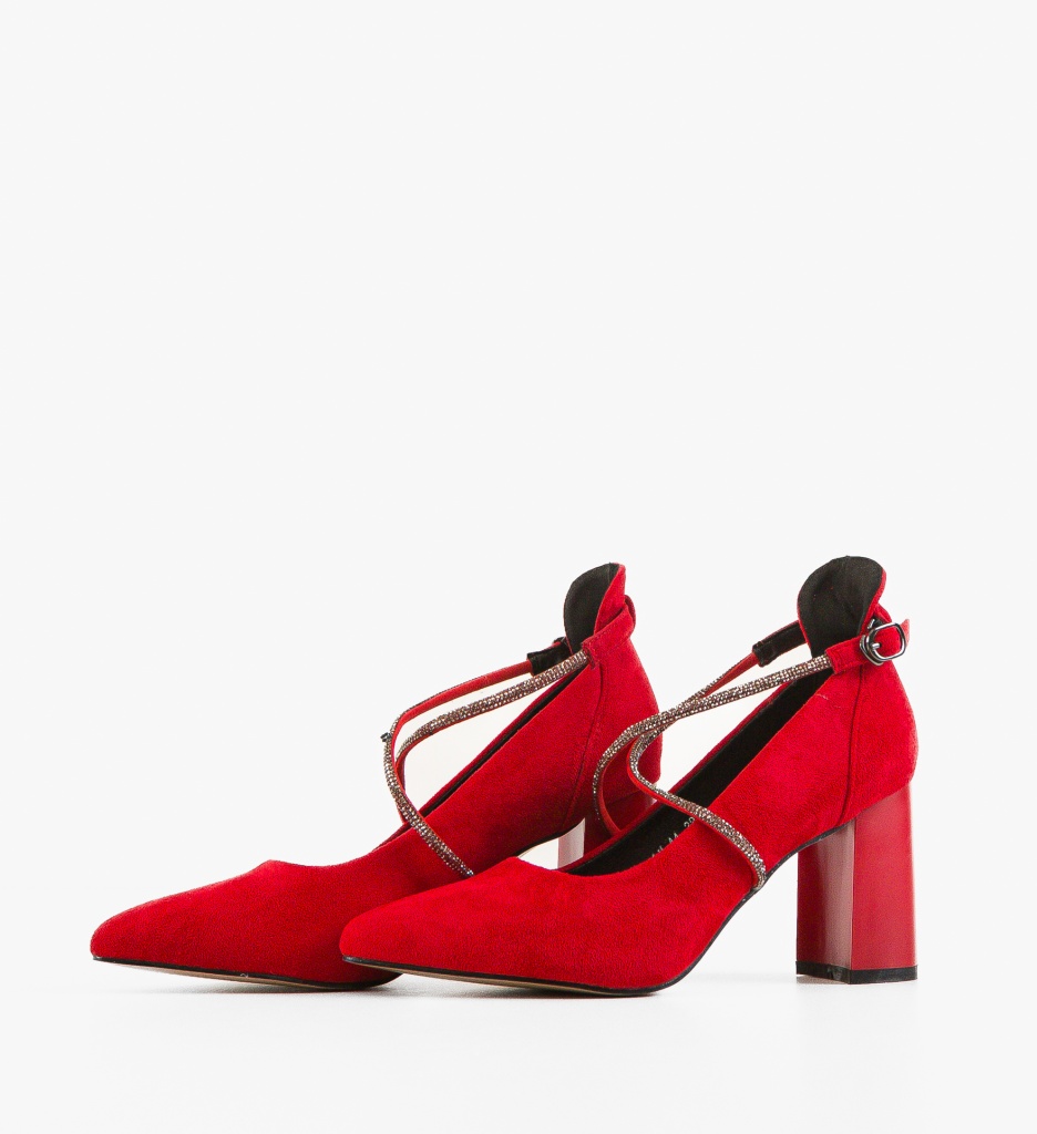 Pantofi Dama Nikke Rosii cu Toc Eleganti - imagine 6