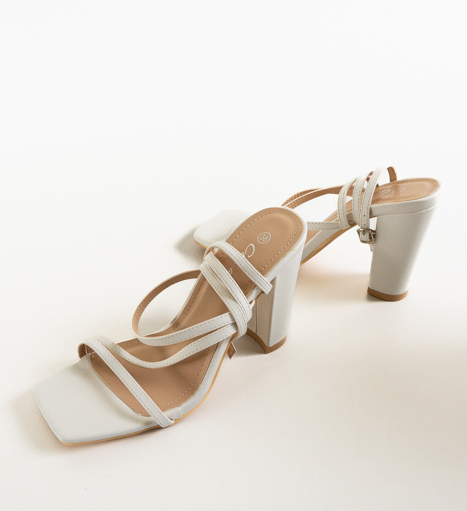 Sandale cu Toc Inga Albe | Eleganță și Stil - imagine 6