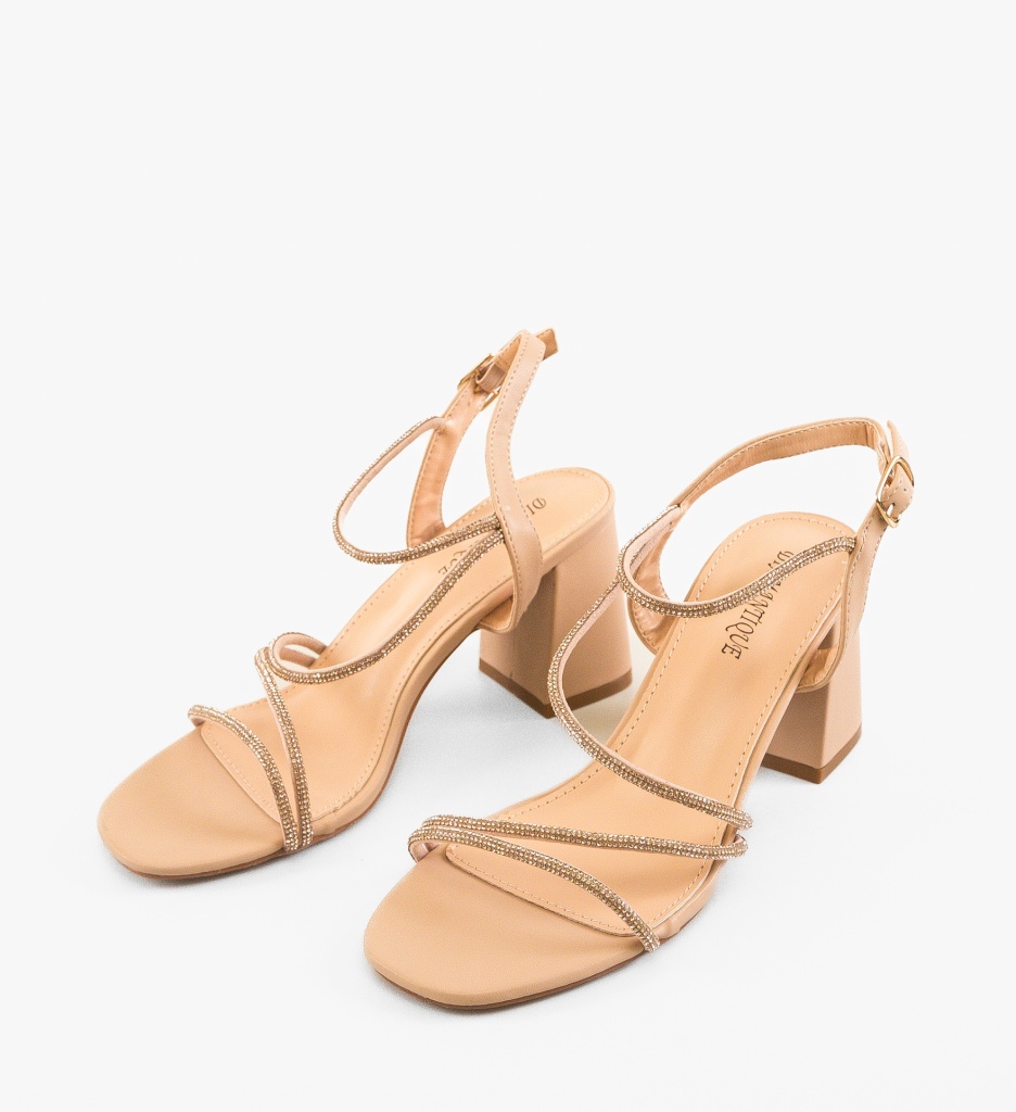 Sandale cu Toc Rolo Nude - Eleganță și Confort - imagine 4
