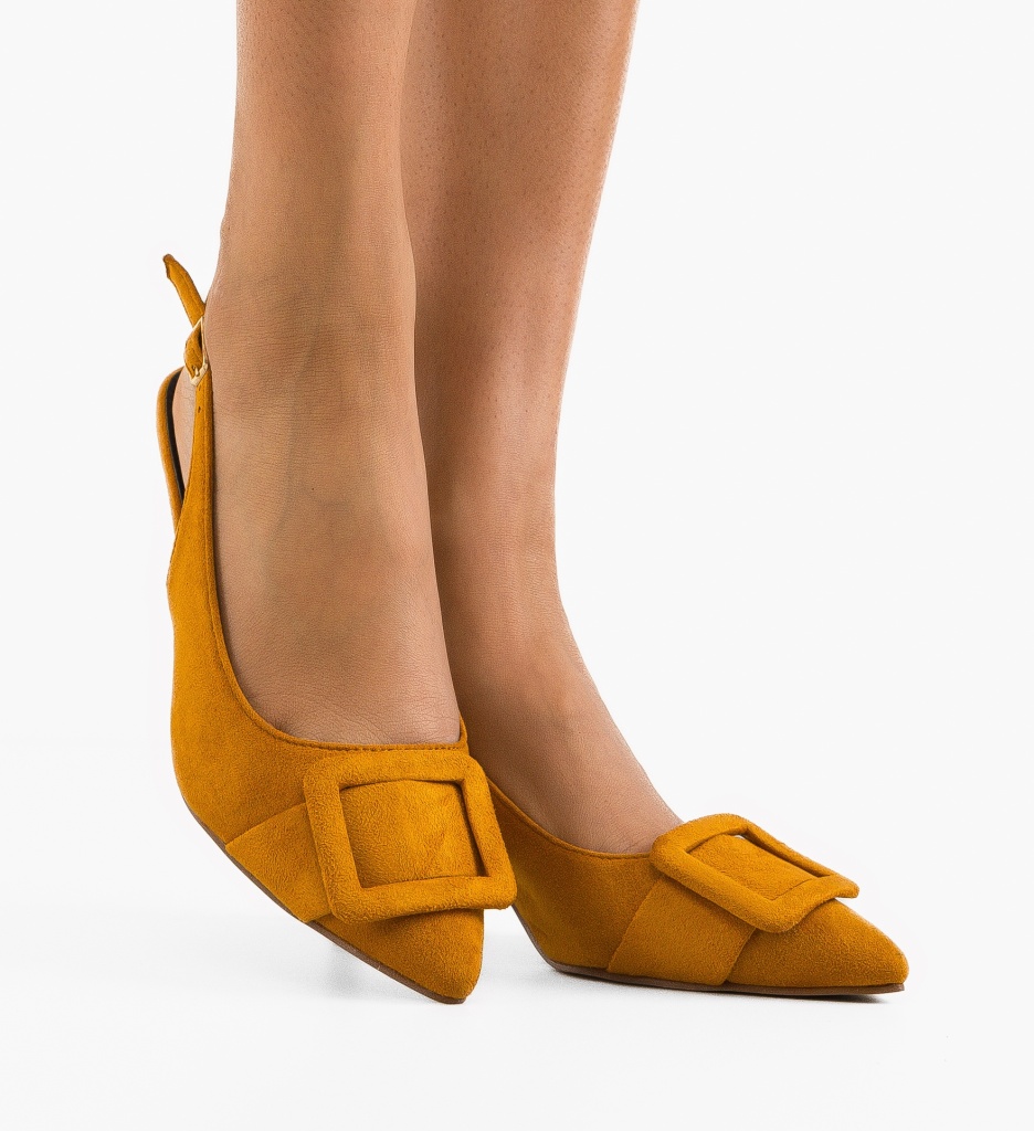 Pantofi cu Toc Luleo Galbeni - Eleganță - imagine 2