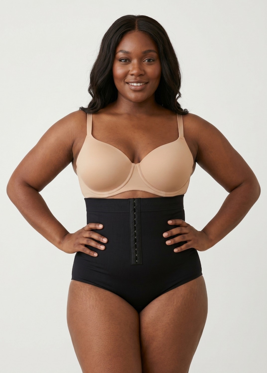 Slip modelator Marquise talie inalta cu inchidere, negru