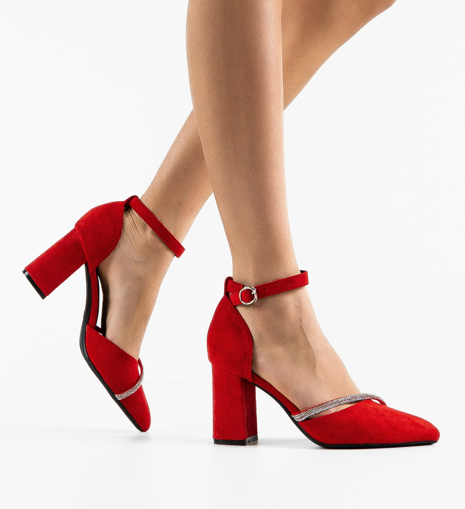 Pantofi Rosii cu Toc Eleganți | Dem - imagine 4