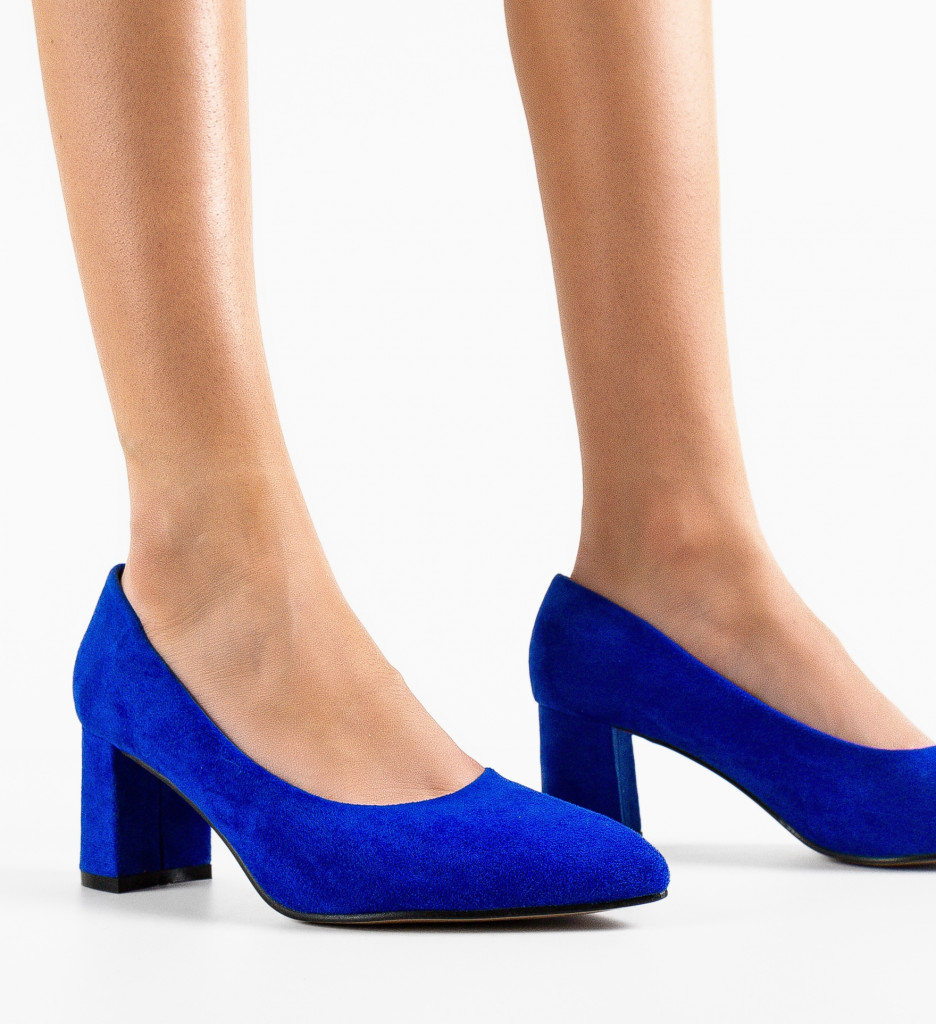 Pantofi Brook Albastri Eleganți cu Toc - imagine 3