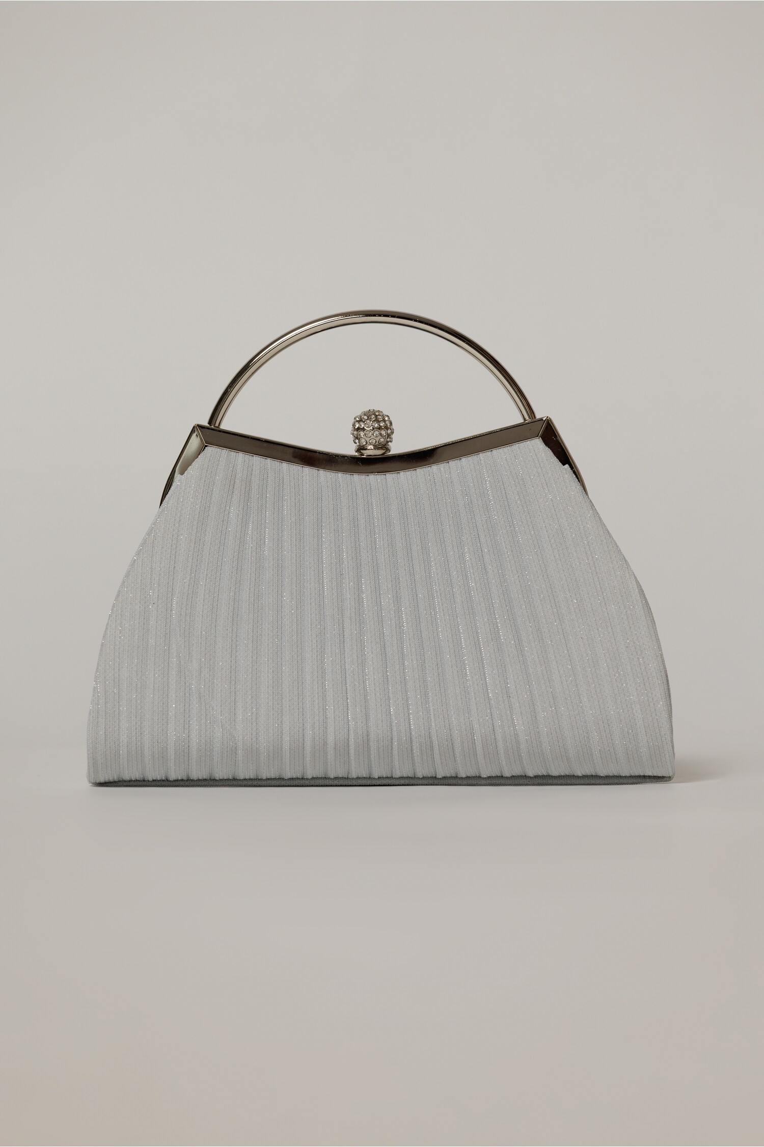 Clutch Elegant Lurex Alb cu Lanț Detasabil