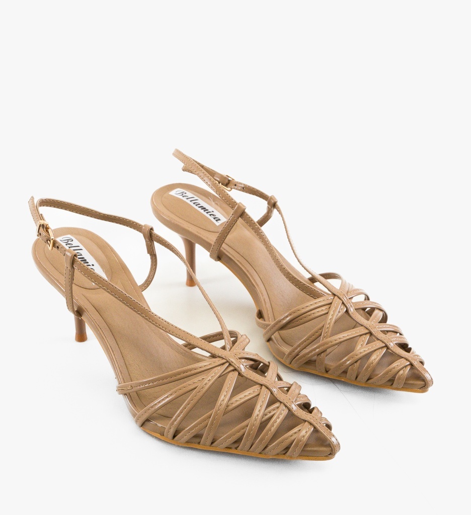 Pantofi Dama Zanehha Khaki cu Toc Eleganți - imagine 4