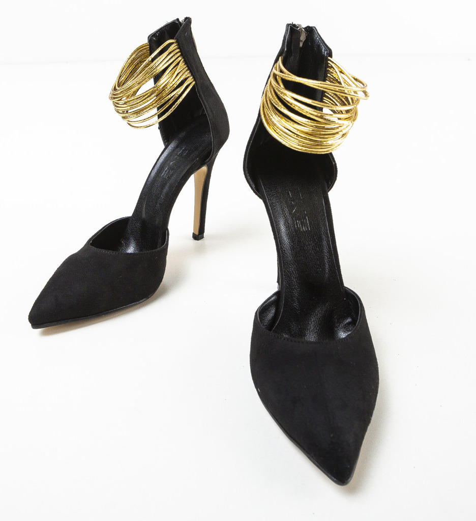Pantofi Greky Negri Eleganți - Toc Comfort - imagine 6