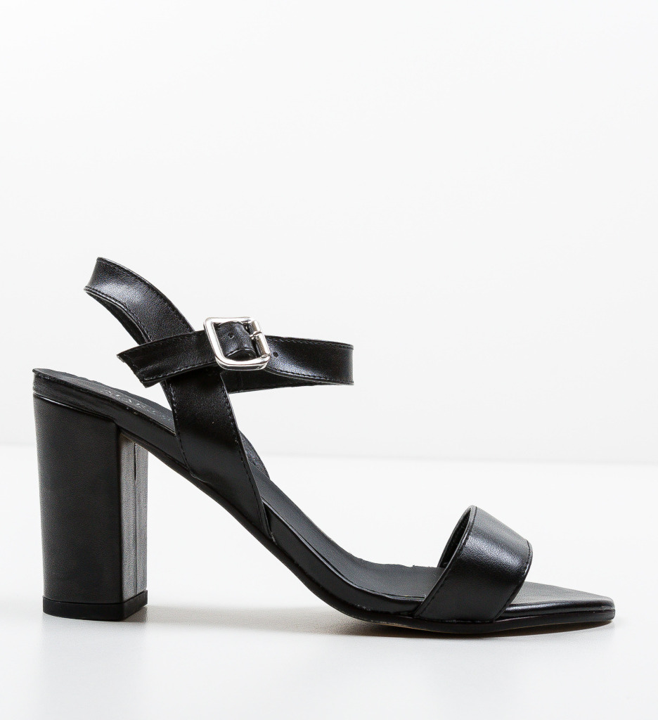 Sandale Medr Negre Elegante cu Toc - imagine 5