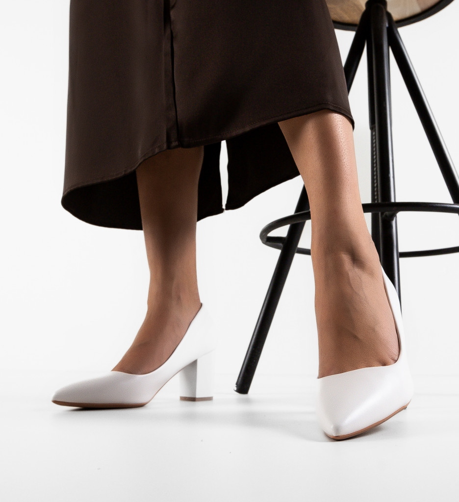 Pantofi cu Toc Mylkay Albi | Eleganță și Stil - imagine 6