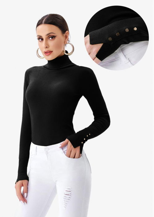 Helanca Neagră Porta Fortuna | Guler Înalt Eleganță