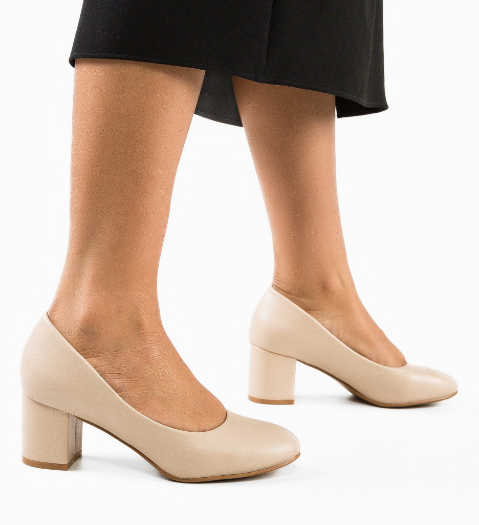 Pantofi cu Toc Izaak Bej | Eleganță Asigurată - imagine 2