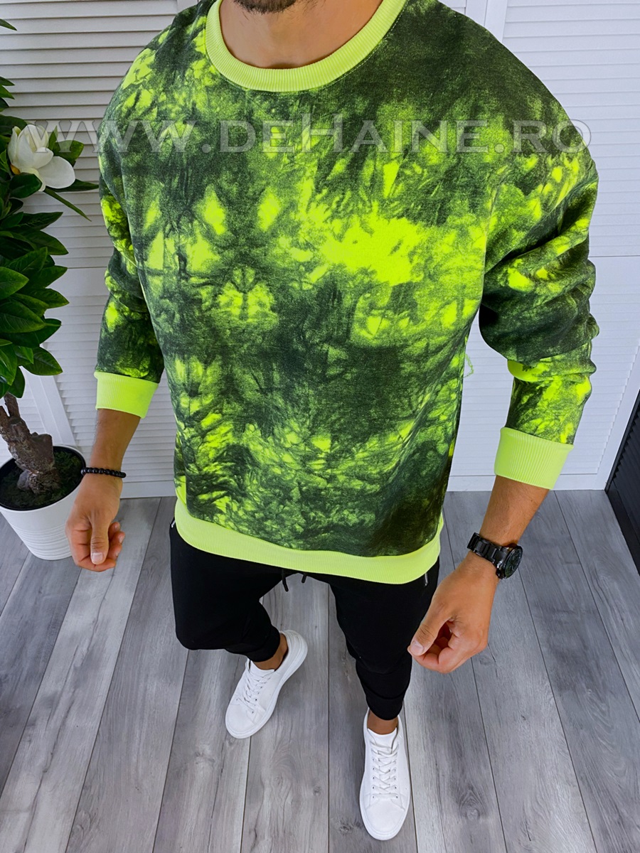 Bluza Barbati Oversize Verde Imprimeu K361