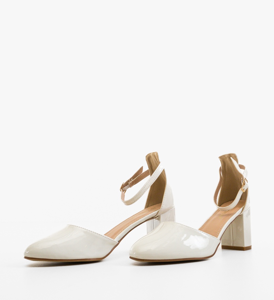 Pantofi Dama Peppre Albe cu Toc Eleganți - imagine 5