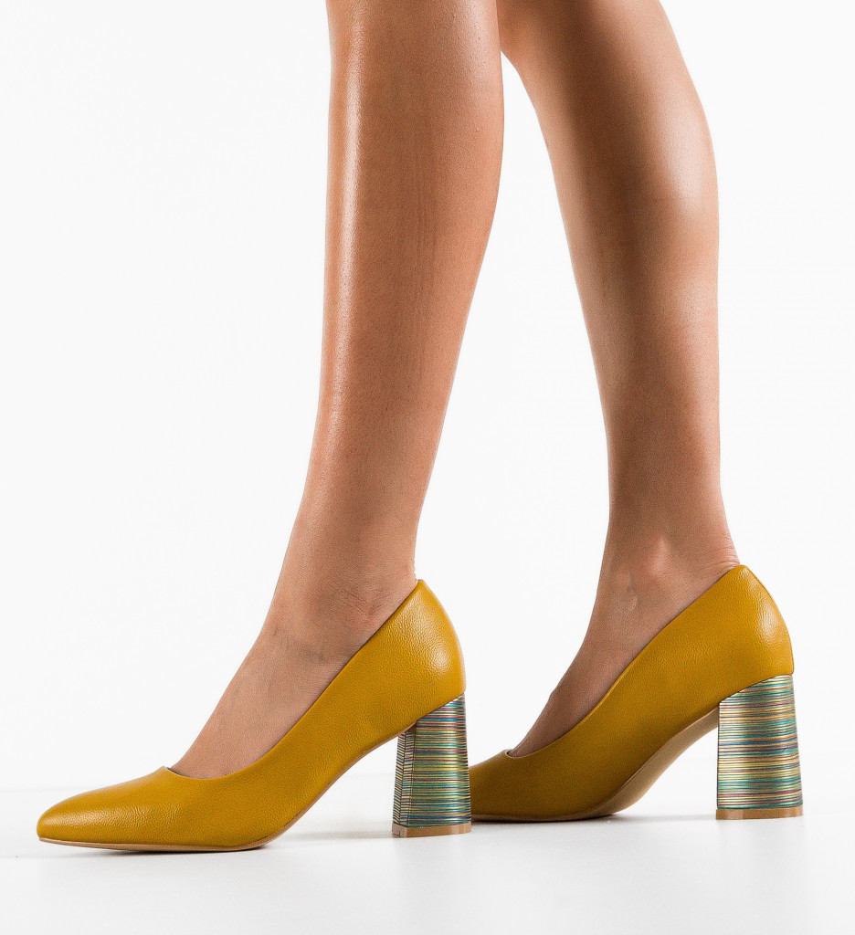 Pantofi Toc Tuka Galbeni - Eleganță și Stil - imagine 3