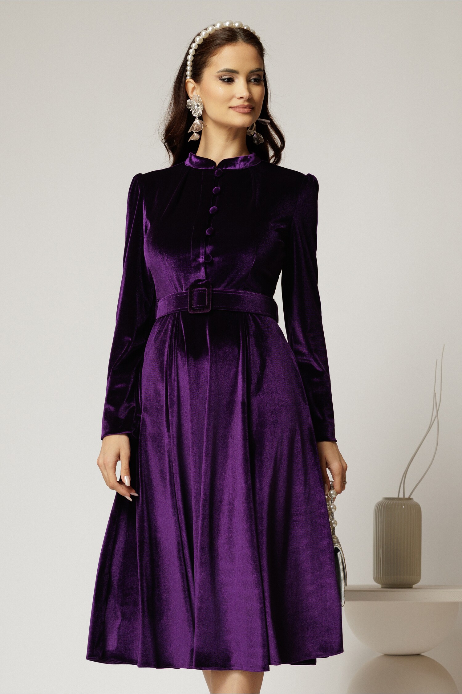Rochie Catifea Mov DY Fashion - Eleganță și Stil