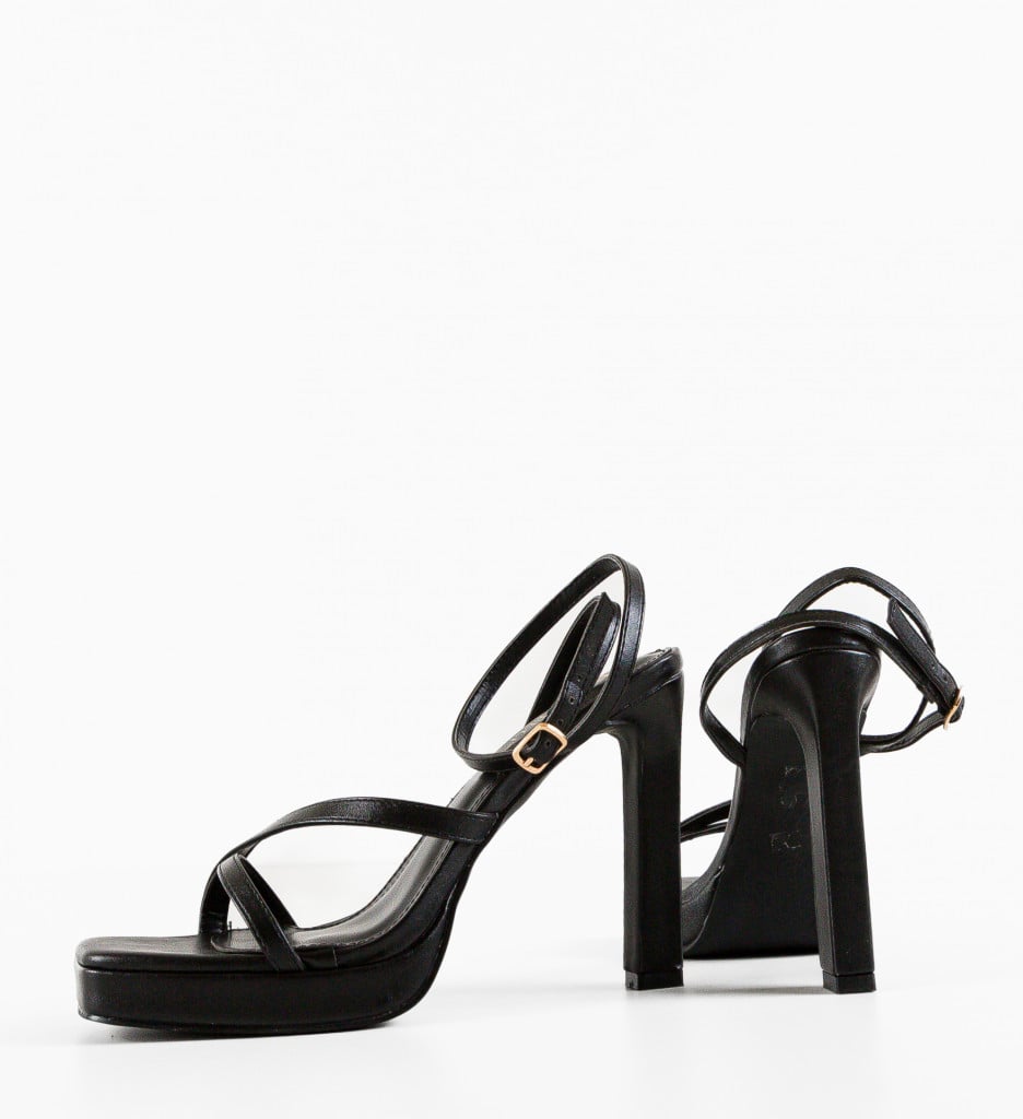 Sandale Lelesa Negre cu Toc Elegant - imagine 9