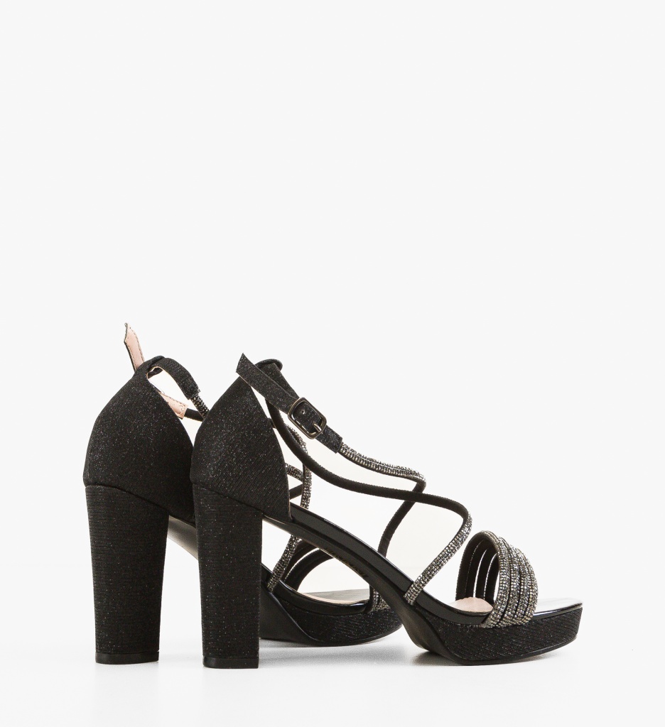 Sandale Hana Negre cu Toc - Eleganță de Ocazie - imagine 2