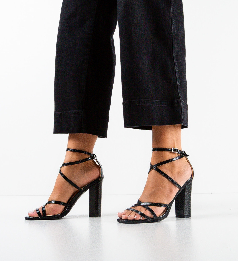 Sandale Toc Angon Negre Elegante - imagine 2