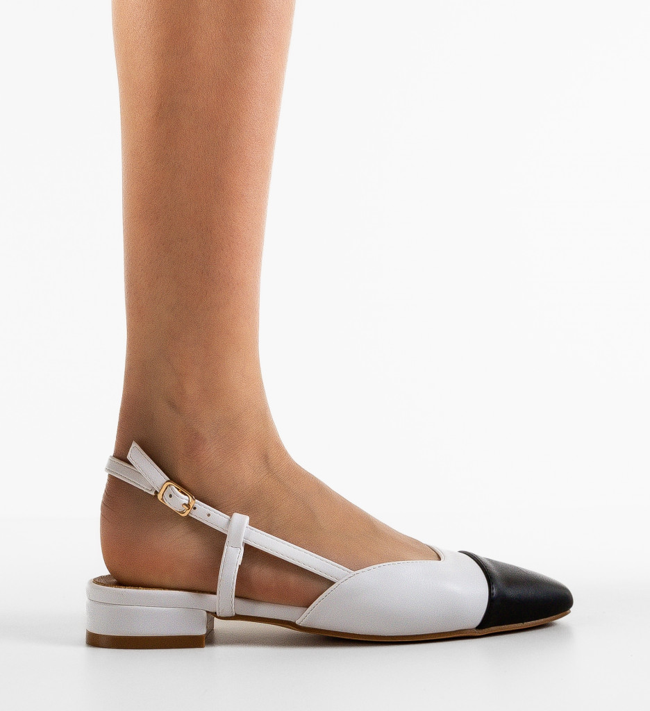 Pantofi Perethom Albi Eleganți cu Toc - imagine 4