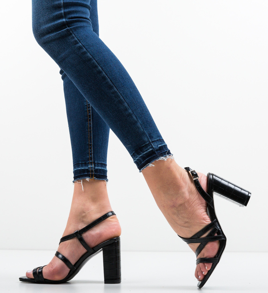 Sandale Jaya Negre cu Toc - Eleganță Maximă - imagine 2