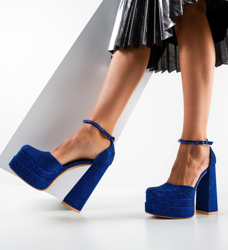 Pantofi Kierran Albastri cu Toc Elegant
