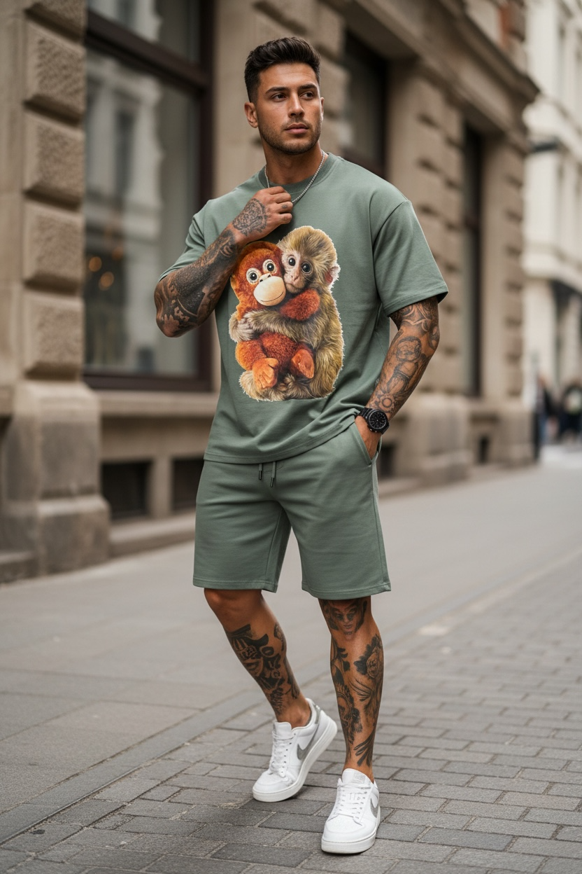 Compleu de vara  tricou + pantaloni  kaki 4001 37-1.1