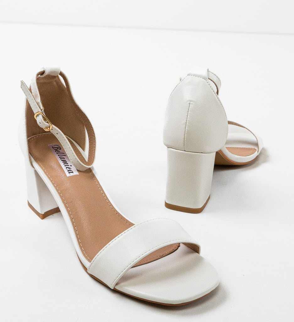Sandale Ffion Albe cu Toc | Stil si Eleganta - imagine 9