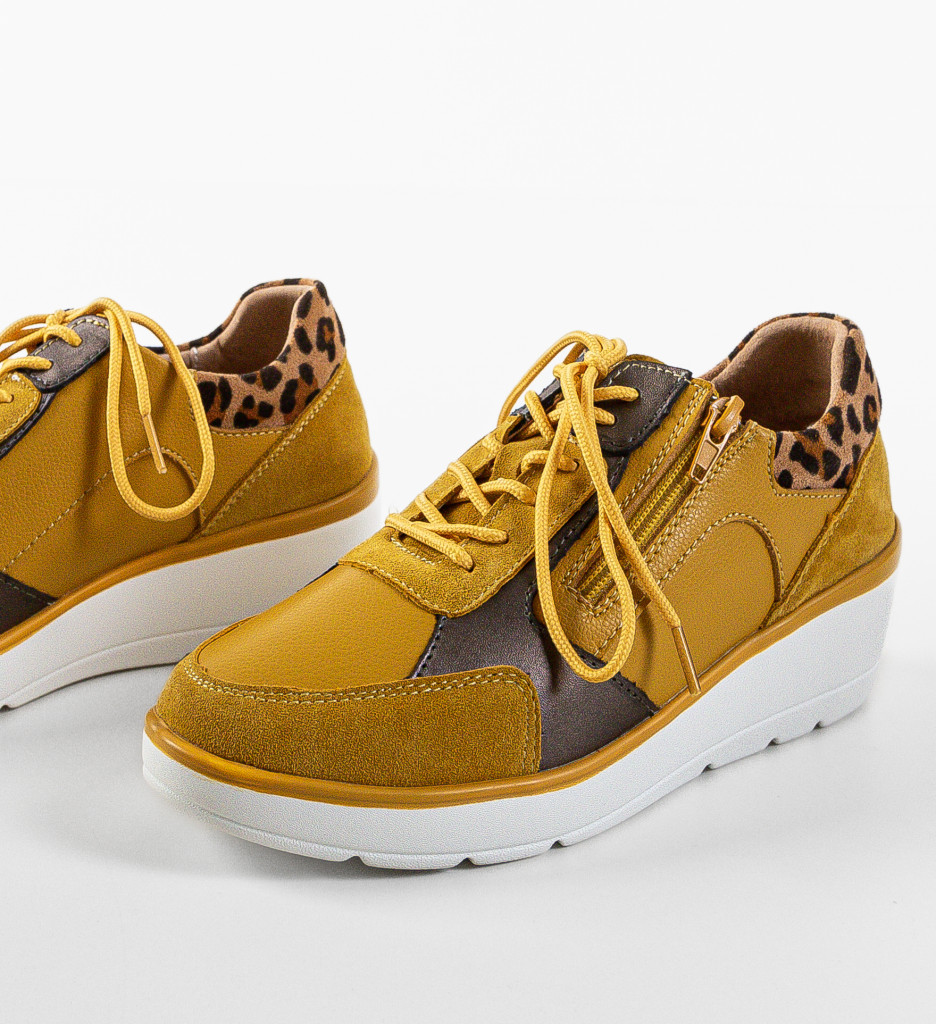 Sneakers Dama Nysa Galbeni - Confort & Stil - imagine 6