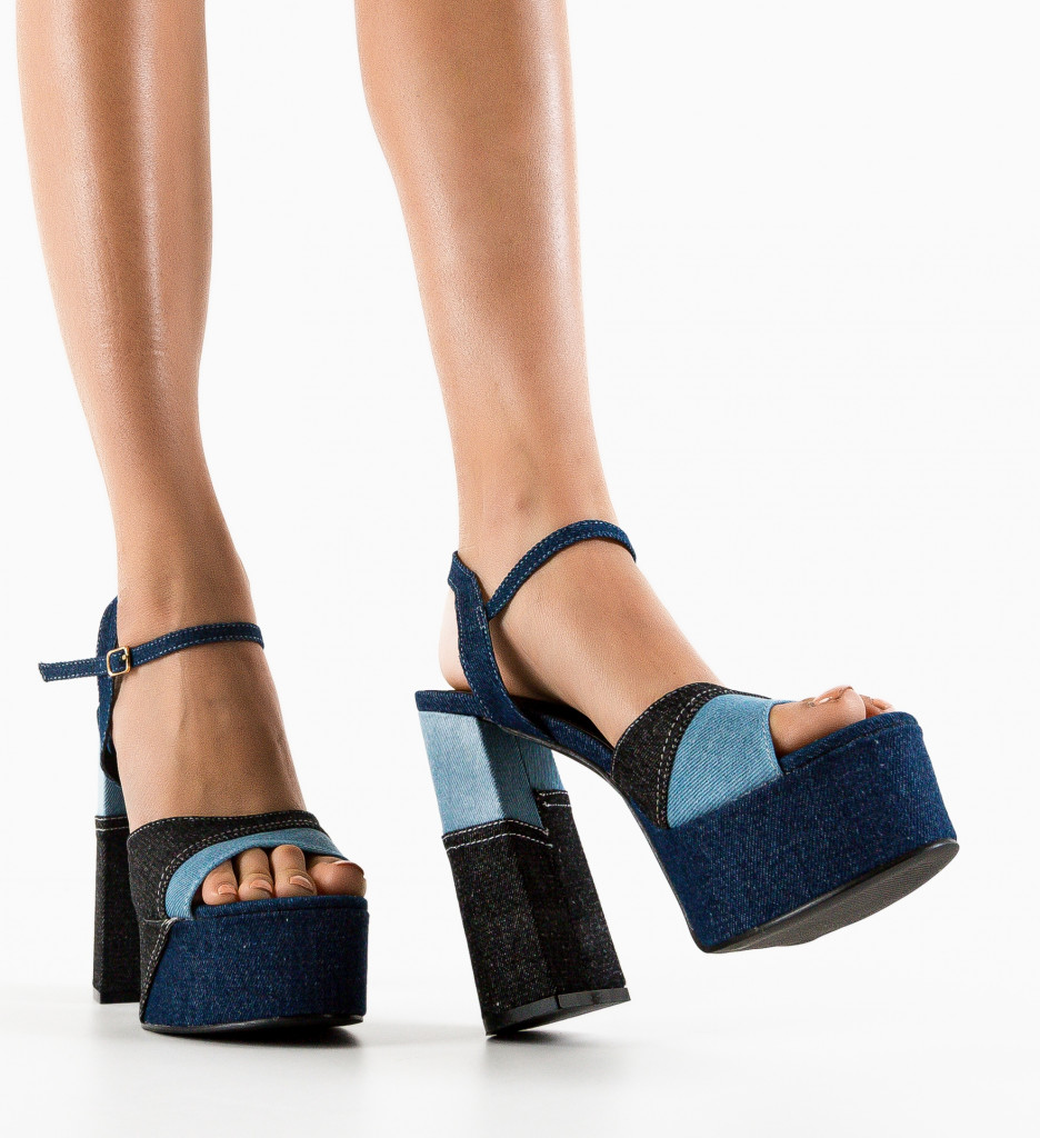 Sandale Myrat Bleumarin cu Toc Elegant